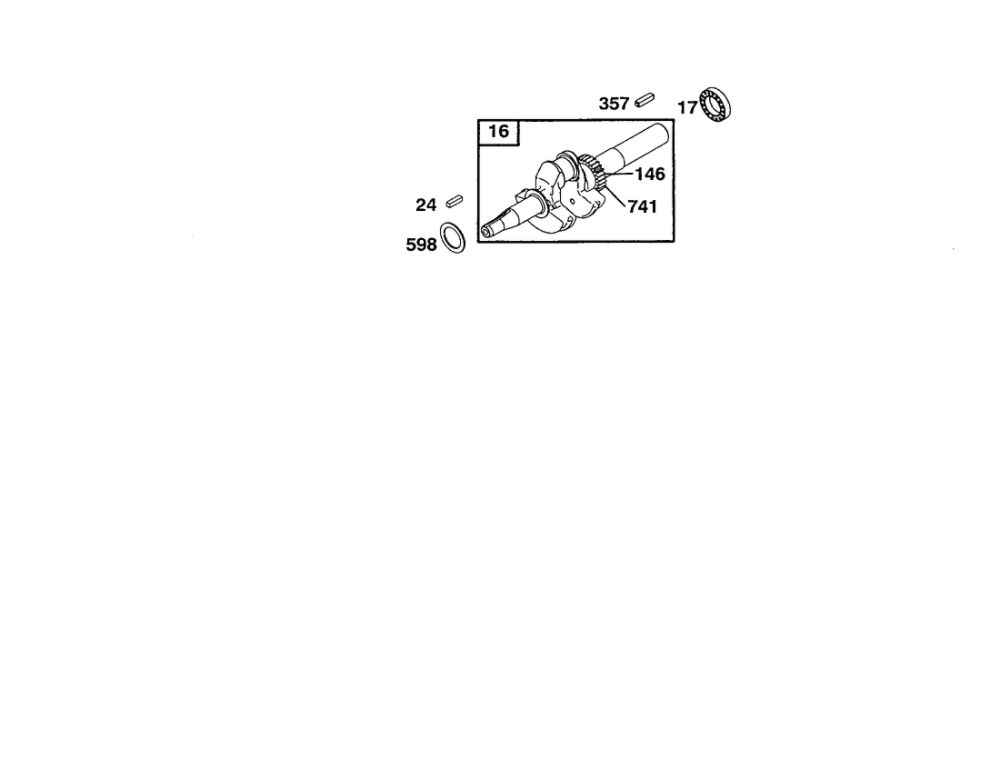 Crankshaft Diagram and Parts List for 110400-110499 0200-0201-0203 Briggs and Stratton Engine